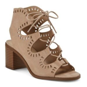 Nude block heel lace up sandals from Target